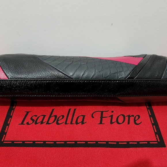 ISABELLA FIORE SUNRISE JEANNIE BLACK LEATHER HANDBAG New without Tags - Picture 4 of 8